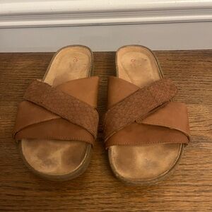 Clarks Women's‎ Sandal Slide
Flip Flop Brown Leather Cross
Straps 8 Casual Beach